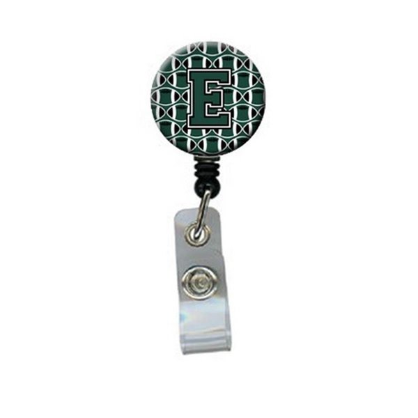 Carolines Treasures Letter E Football Green and White Retractable Badge Reel CJ1071-EBR